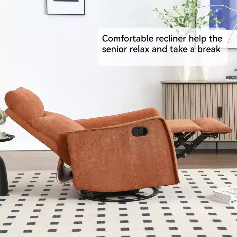 Fauteuil inclinable manuel massant et chauffant en tissu avec fonctions pivotante et basculante pour salon