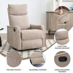 Fauteuil inclinable manuel massant et chauffant en tissu avec fonctions pivotante et basculante pour salon
