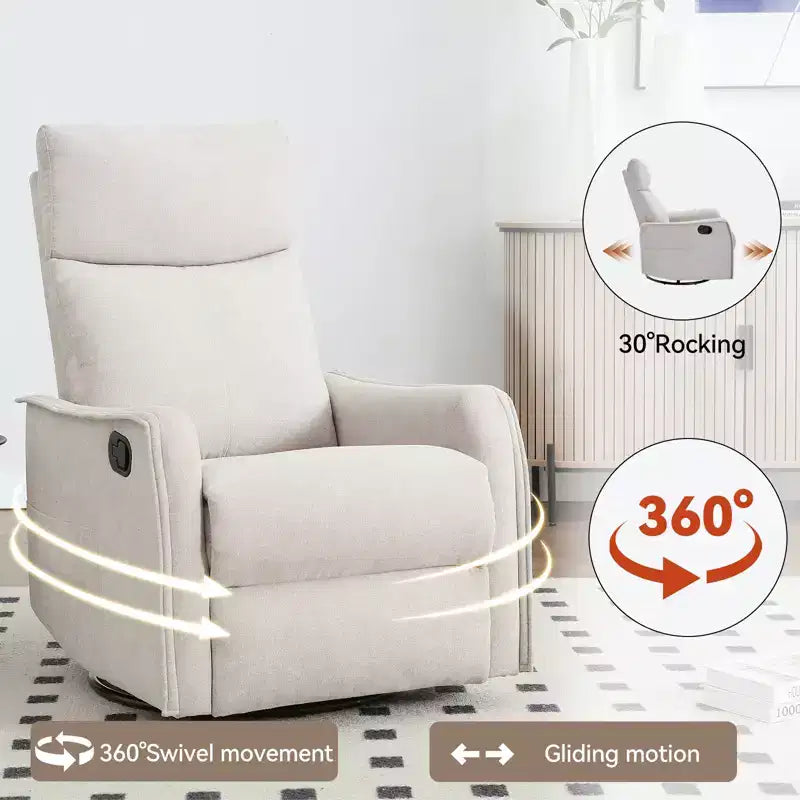 Fauteuil inclinable manuel massant et chauffant en tissu avec fonctions pivotante et basculante pour salon