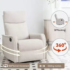 Fauteuil inclinable manuel massant et chauffant en tissu avec fonctions pivotante et basculante pour salon