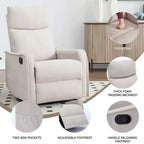 Fauteuil inclinable manuel massant et chauffant en tissu avec fonctions pivotante et basculante pour salon