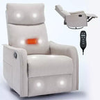 Fauteuil inclinable manuel massant et chauffant en tissu avec fonctions pivotante et basculante pour salon