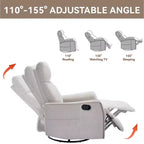 Fauteuil inclinable manuel massant et chauffant en tissu avec fonctions pivotante et basculante pour salon