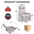 Fauteuil inclinable manuel massant et chauffant en tissu avec fonctions pivotante et basculante pour salon