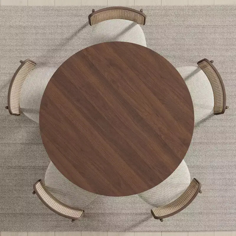 45 Table de salle à manger ronde en bois pour 4, table de cuisine et de salle à manger moderne de style campagnard