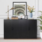 PexFix 62 W x 36 H Sideboard Buffet Cabinet Farmhouse Kitchen Pantry Cabinet with Adjustable Shelves for Kitchen Dining Room Living Room Black