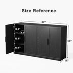 Buffet de cuisine de ferme 62 L x 36 H avec étagères réglables pour cuisine, salle à manger, salon, noir