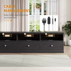 Meuble TV pour téléviseur 75 pouces, meuble de divertissement moderne du milieu du siècle avec tiroir de rangement, console multimédia en bois pour salon
