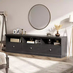 Meuble TV pour téléviseur 75 pouces, meuble de divertissement moderne du milieu du siècle avec tiroir de rangement, console multimédia en bois pour salon