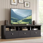 Meuble TV pour téléviseur 75 pouces, meuble de divertissement moderne du milieu du siècle avec tiroir de rangement, console multimédia en bois pour salon