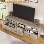 Meuble TV pour téléviseur 75 pouces, meuble de divertissement moderne du milieu du siècle avec tiroir de rangement, console multimédia en bois pour salon