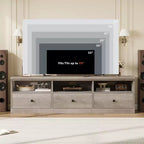 Meuble TV pour téléviseur 75 pouces, meuble de divertissement moderne du milieu du siècle avec tiroir de rangement, console multimédia en bois pour salon