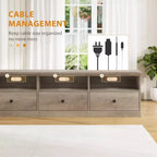 Meuble TV pour téléviseur 75 pouces, meuble de divertissement moderne du milieu du siècle avec tiroir de rangement, console multimédia en bois pour salon
