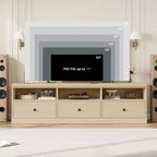 Meuble TV pour téléviseur 75 pouces, meuble de divertissement moderne du milieu du siècle avec tiroir de rangement, console multimédia en bois pour salon