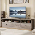 Meuble TV pour téléviseur 75 pouces, meuble de divertissement moderne du milieu du siècle avec tiroir de rangement, console multimédia en bois pour salon