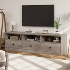 Meuble TV pour téléviseur 75 pouces, meuble de divertissement moderne du milieu du siècle avec tiroir de rangement, console multimédia en bois pour salon