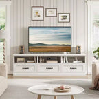 Meuble TV pour téléviseur 75 pouces, meuble de divertissement moderne du milieu du siècle avec tiroir de rangement, console multimédia en bois pour salon
