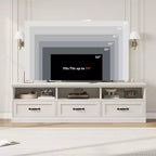 Meuble TV pour téléviseur 75 pouces, meuble de divertissement moderne du milieu du siècle avec tiroir de rangement, console multimédia en bois pour salon