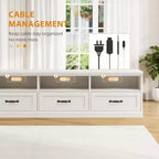 Meuble TV pour téléviseur 75 pouces, meuble de divertissement moderne du milieu du siècle avec tiroir de rangement, console multimédia en bois pour salon