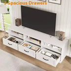 Meuble TV pour téléviseur 75 pouces, meuble de divertissement moderne du milieu du siècle avec tiroir de rangement, console multimédia en bois pour salon