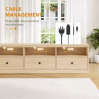 Meuble TV pour téléviseur 75 pouces, meuble de divertissement moderne du milieu du siècle avec tiroir de rangement, console multimédia en bois pour salon