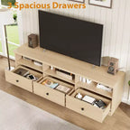 Meuble TV pour téléviseur 75 pouces, meuble de divertissement moderne du milieu du siècle avec tiroir de rangement, console multimédia en bois pour salon