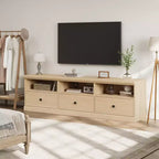 Meuble TV pour téléviseur 75 pouces, meuble de divertissement moderne du milieu du siècle avec tiroir de rangement, console multimédia en bois pour salon
