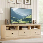 Meuble TV pour téléviseur 75 pouces, meuble de divertissement moderne du milieu du siècle avec tiroir de rangement, console multimédia en bois pour salon