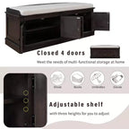 Banc à chaussures de rangement avec portes et étagères réglables