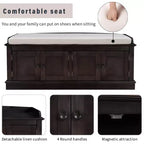 Banc à chaussures de rangement avec portes et étagères réglables