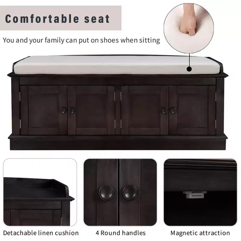 Banc à chaussures Mike Storage de GDFStudio avec portes et étagères réglables