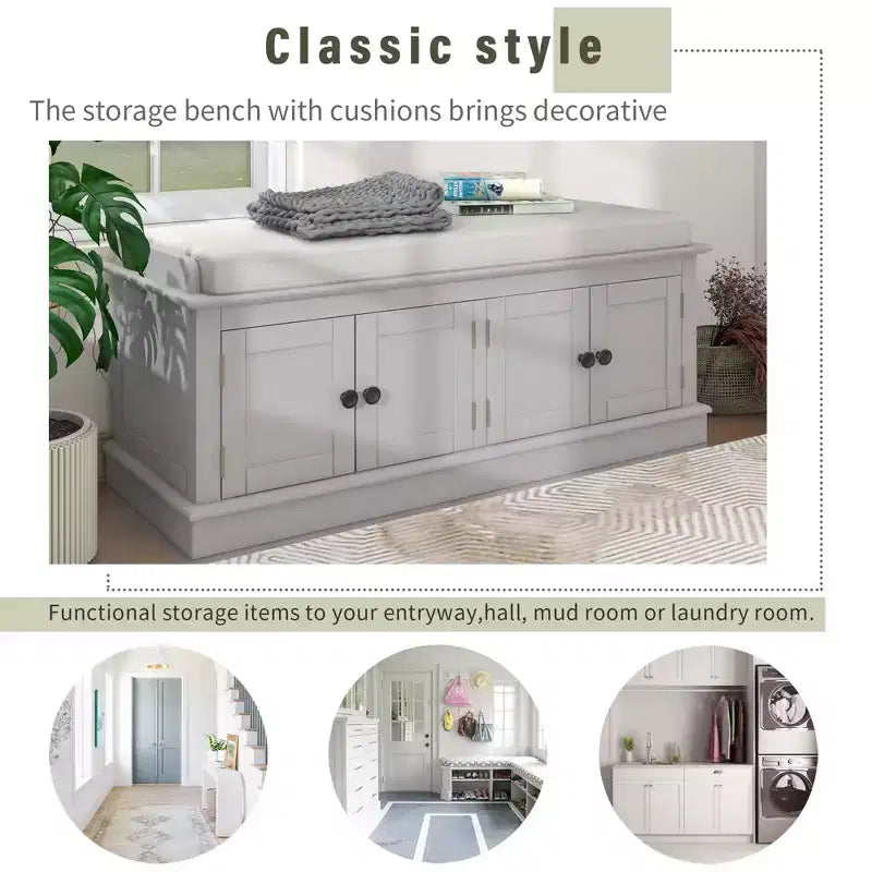 Banc à chaussures Mike Storage de GDFStudio avec portes et étagères réglables