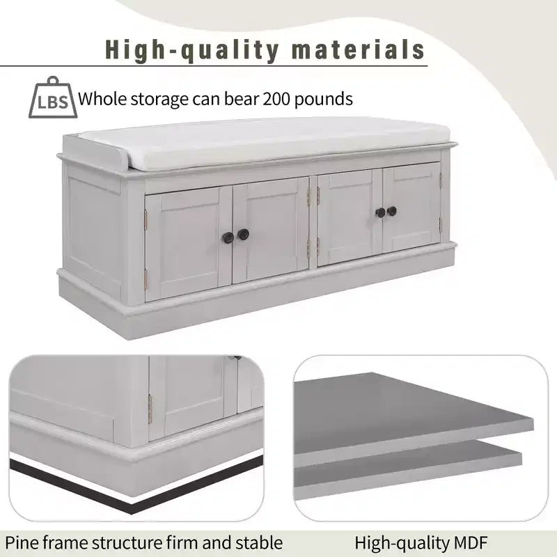 Banc à chaussures Mike Storage de GDFStudio avec portes et étagères réglables