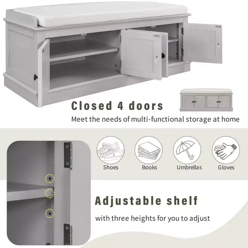Banc à chaussures Mike Storage de GDFStudio avec portes et étagères réglables