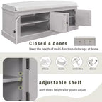 Banc à chaussures de rangement avec portes et étagères réglables