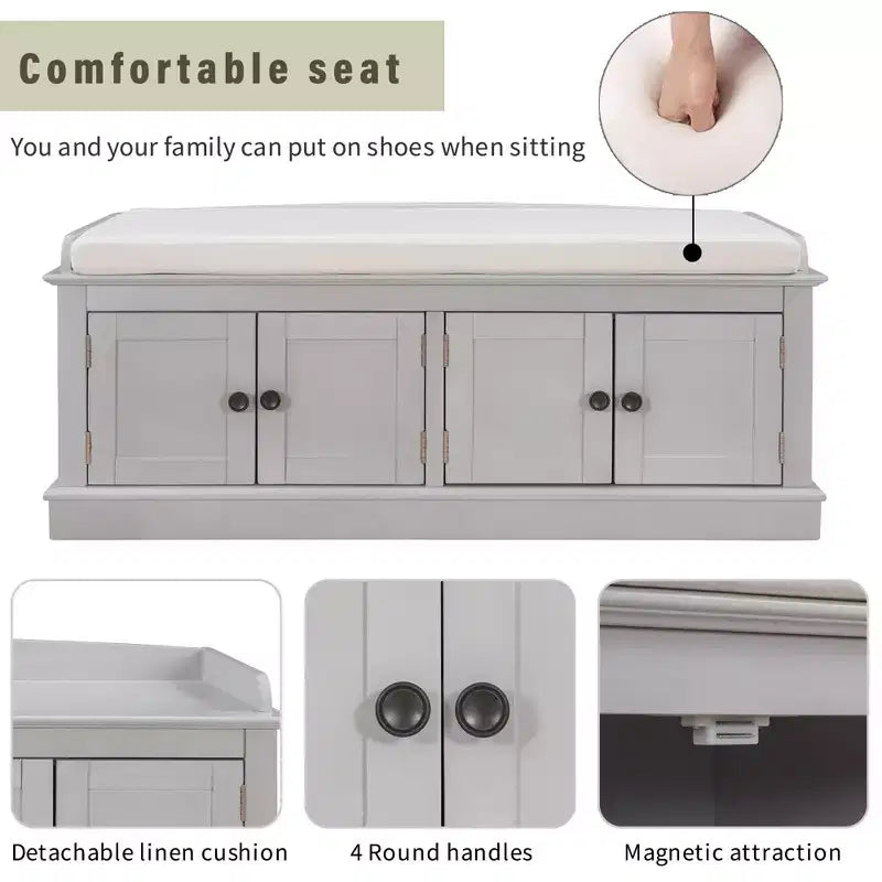 Banc à chaussures Mike Storage de GDFStudio avec portes et étagères réglables