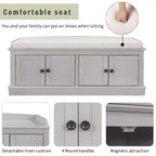 Banc à chaussures de rangement avec portes et étagères réglables