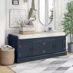 Banc à chaussures de rangement avec portes et étagères réglables