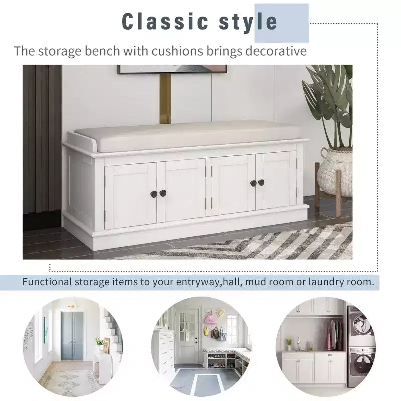 Banc à chaussures Mike Storage de GDFStudio avec portes et étagères réglables