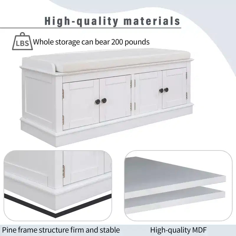 Banc à chaussures Mike Storage de GDFStudio avec portes et étagères réglables