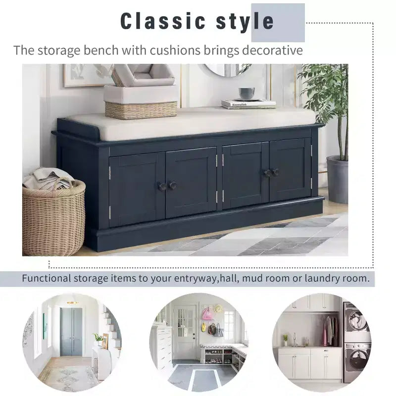 Banc à chaussures Mike Storage de GDFStudio avec portes et étagères réglables