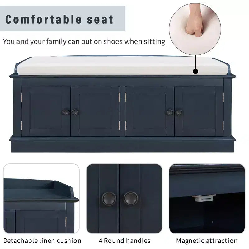 Banc à chaussures Mike Storage de GDFStudio avec portes et étagères réglables