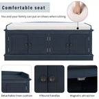 Banc à chaussures de rangement avec portes et étagères réglables