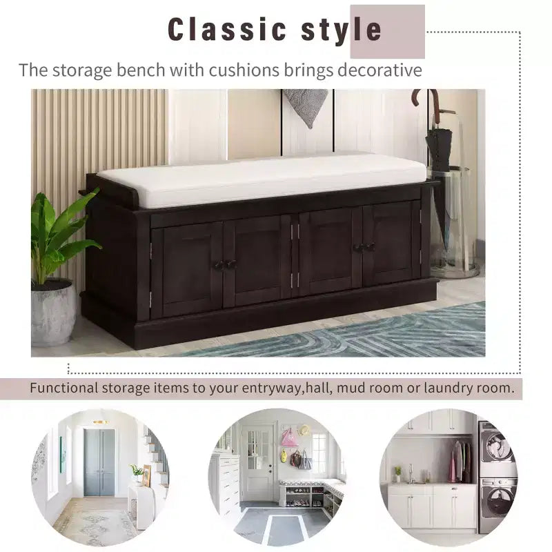Banc à chaussures Mike Storage de GDFStudio avec portes et étagères réglables