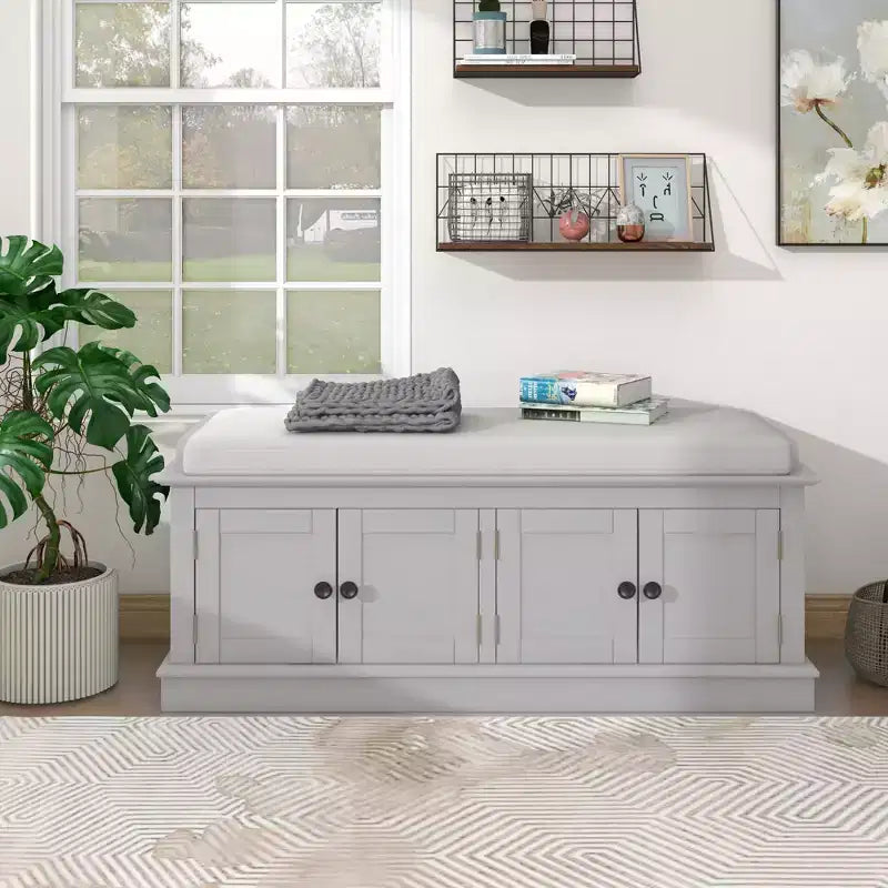 Banc à chaussures Mike Storage de GDFStudio avec portes et étagères réglables