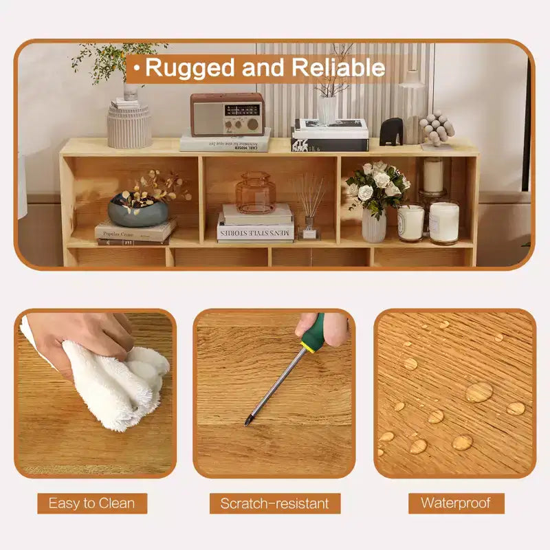 CuisinSmart Étagère ouverte à 3 niveaux en bois, bibliothèque autoportante à 10 casiers avec 5 pieds en fer pour bureau à domicile, salon ou chambre à coucher
