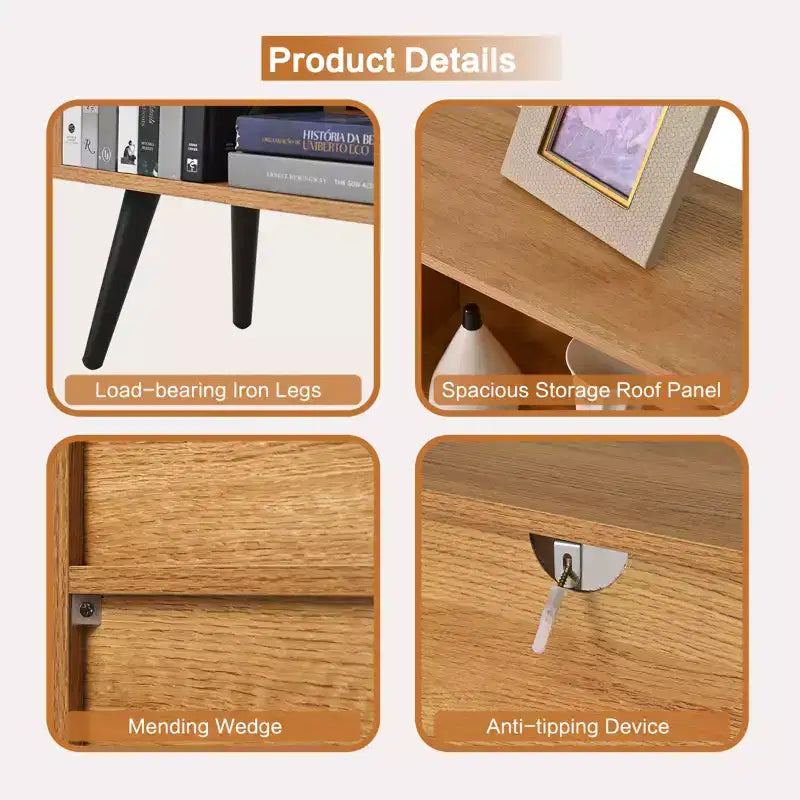 CuisinSmart Étagère ouverte à 3 niveaux en bois, bibliothèque autoportante à 10 casiers avec 5 pieds en fer pour bureau à domicile, salon ou chambre à coucher