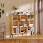 Bibliothèque en bois à 3 niveaux et étagères ouvertes, organisateur de rangement autoportant à 10 casiers avec 5 pieds en fer pour bureau, salon, chambre à coucher