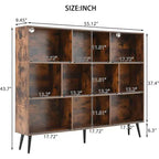 Bibliothèque en bois à 3 niveaux et étagères ouvertes, organisateur de rangement autoportant à 10 casiers avec 5 pieds en fer pour bureau, salon, chambre à coucher