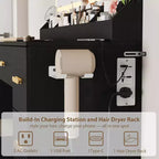 45.9 Coiffeuse avec grand miroir, 3 modes d'éclairage à luminosité réglable, 8 tiroirs, pour salle d'eau et chambre à coucher
